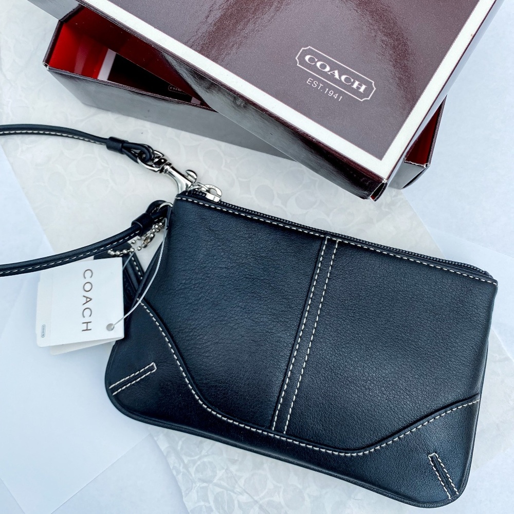 Black Coach Wristlet with Strap.